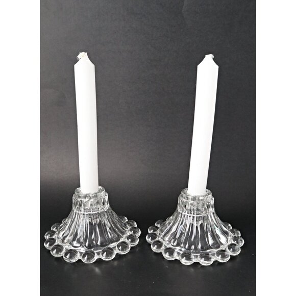 Vintage Pair of Boopie Candlestick Holders 1950's Berwick Anchor Hocking Candle - Picture 1 of 4